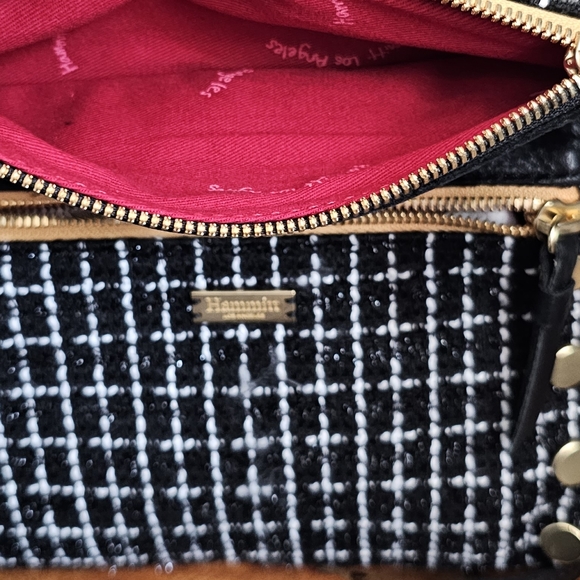 HAMMITT Dillon Sml Crossbody tan leather/ tweed /brushed gold hammered zipper - Picture 9 of 10